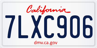 CA license plate 7LXC906