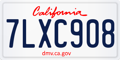 CA license plate 7LXC908