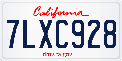 CA license plate 7LXC928