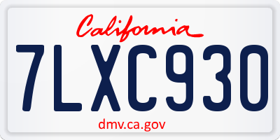 CA license plate 7LXC930