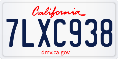 CA license plate 7LXC938