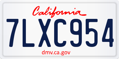 CA license plate 7LXC954