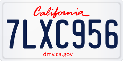 CA license plate 7LXC956