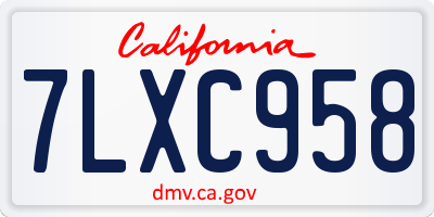 CA license plate 7LXC958
