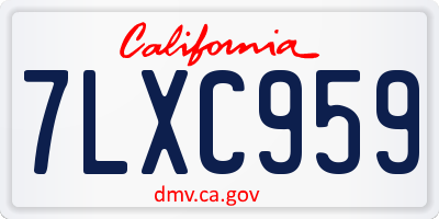 CA license plate 7LXC959