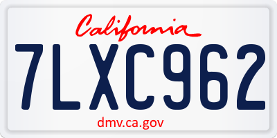 CA license plate 7LXC962