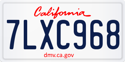 CA license plate 7LXC968