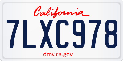 CA license plate 7LXC978