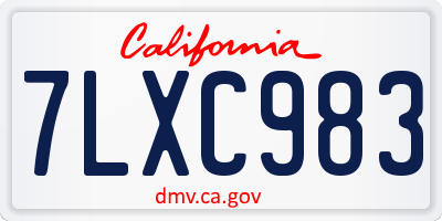 CA license plate 7LXC983