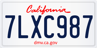CA license plate 7LXC987