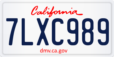 CA license plate 7LXC989