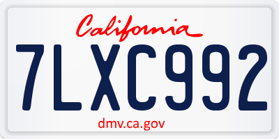 CA license plate 7LXC992