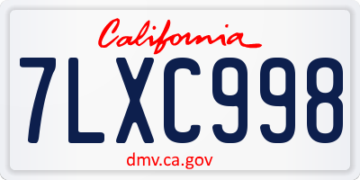 CA license plate 7LXC998