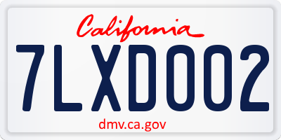 CA license plate 7LXD002