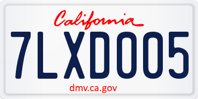 CA license plate 7LXD005