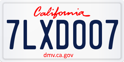 CA license plate 7LXD007