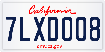 CA license plate 7LXD008