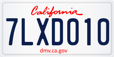 CA license plate 7LXD010