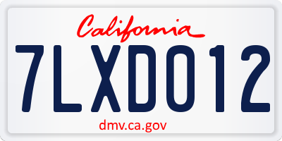 CA license plate 7LXD012