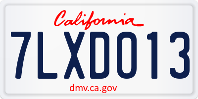 CA license plate 7LXD013