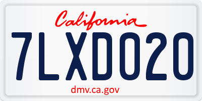 CA license plate 7LXD020
