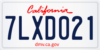 CA license plate 7LXD021
