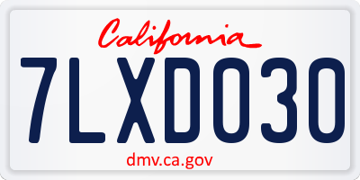 CA license plate 7LXD030