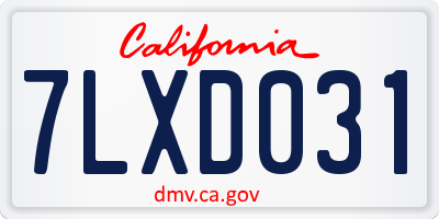 CA license plate 7LXD031