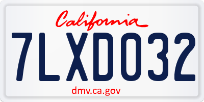 CA license plate 7LXD032