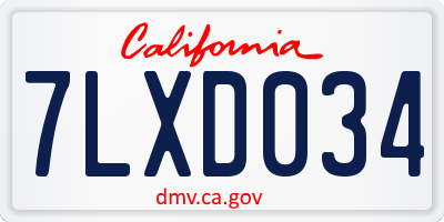 CA license plate 7LXD034