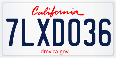 CA license plate 7LXD036