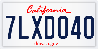 CA license plate 7LXD040