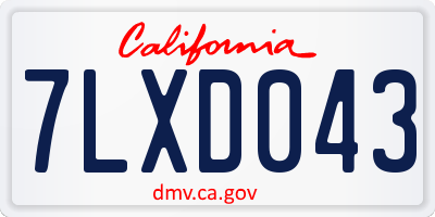 CA license plate 7LXD043