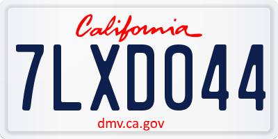 CA license plate 7LXD044