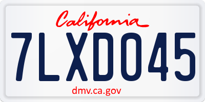 CA license plate 7LXD045