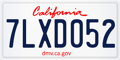 CA license plate 7LXD052