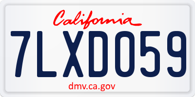 CA license plate 7LXD059