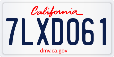 CA license plate 7LXD061