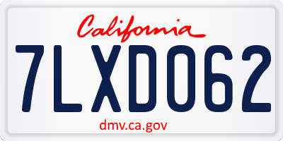 CA license plate 7LXD062