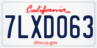 CA license plate 7LXD063