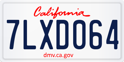CA license plate 7LXD064