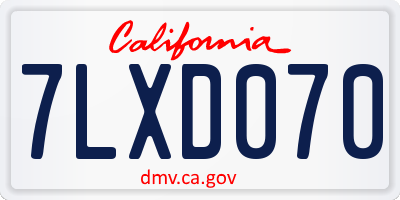 CA license plate 7LXD070