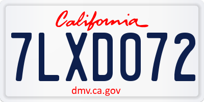 CA license plate 7LXD072