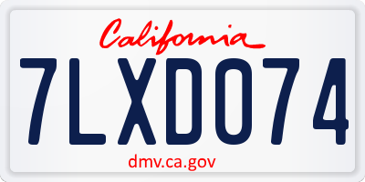 CA license plate 7LXD074