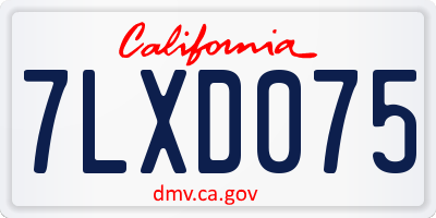 CA license plate 7LXD075