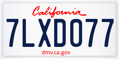 CA license plate 7LXD077