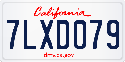 CA license plate 7LXD079
