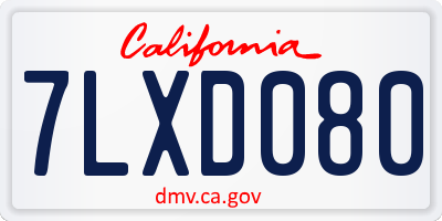 CA license plate 7LXD080