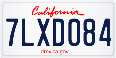 CA license plate 7LXD084