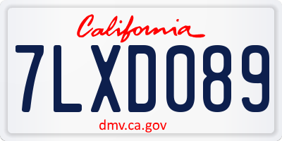 CA license plate 7LXD089